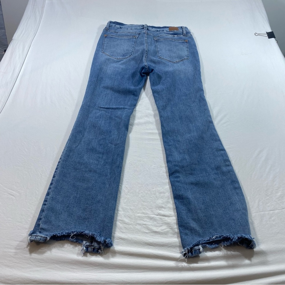 Judy Blue Flare Wide Leg Blue Jeans with Distressed Hem women 13-31 Boho - Picture 6 of 10